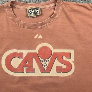 Majestic Cleveland Cavaliers T-Shirt Mens XL Orange Retro CAVS NBA Vintage Style